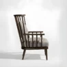 side profile view of chair showing wooden frame