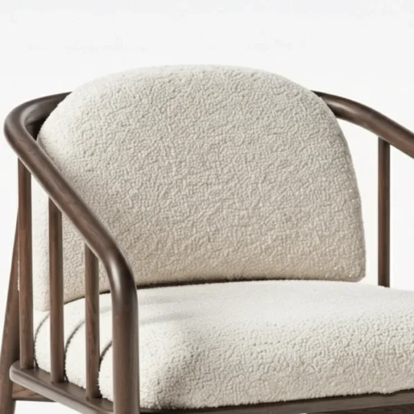 WoodLuxe Armchair (6)_ Close view of beige upholstery