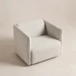 Elevated view of the off-white AirCush armchair with deep seat and padded back