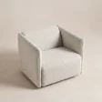 Elevated view of the off-white AirCush armchair with deep seat and padded back