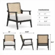 Cane Sculpt Armchair dimensions showing 23 inch width, 28.25 inch depth and 30.5 inch height