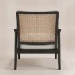 Rear view of Cane Sculpt Armchair showing woven cane back and dark wood frame