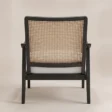Rear view of Cane Sculpt Armchair showing woven cane back and dark wood frame