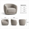 CreamCove curved armchair dimensions showing 37.4 inch width, 33.46 inch depth and 26.38 inch height
