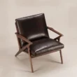 Elevated view of Fiora Mid-Century Armchair in dark brown upholstery
