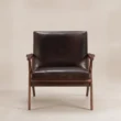 Front view of Fiora Mid-Century Armchair in dark brown upholstery
