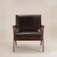 Front view of Fiora Mid-Century Armchair in dark brown upholstery