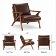 Fiora Mid-Century Armchair dimensions showing 28 inch width, 33 inch depth and 29.5 inch height