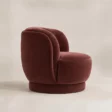 UmberHush Armchair showing rounded side profile in umber upholstery