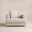 Velora Soft Armchair in white textured upholstery, front view
