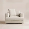 Velora Soft Armchair in white textured upholstery, front view