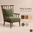 Windsor Nest armchair customization options showing walnut finish and fabric choices