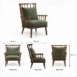 Windsor Nest armchair dimensions showing 34 inch width, 38.8 inch depth and 42 inch height