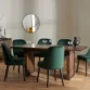 6 seater dining set with green chair in modern dining room