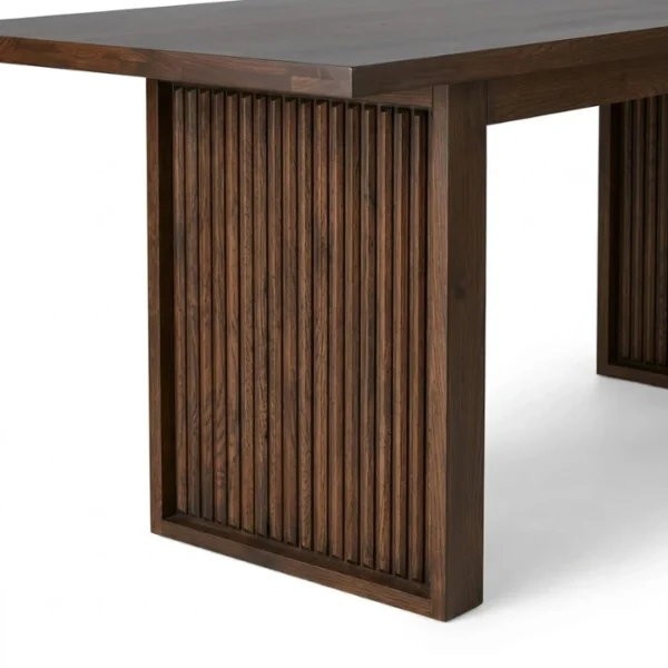 BerylBase Dining set - Table (4) mid close view showing table flutted legs