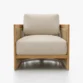 Meridian outdoor sofa set single chair front view with teak frame and beige cushion