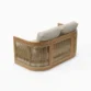 Meridian outdoor 2 seater sofa back angled view with woven rope panels and teak frame