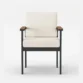 “Outdoor dining chair with white cushion and black aluminum frame, rust proof outdoor furniture chair