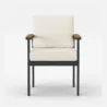 “Outdoor dining chair with white cushion and black aluminum frame, rust proof outdoor furniture chair