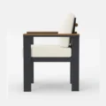 Side view outdoor patio dining chair with armrests, outdoor dining set with cushions