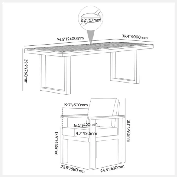 Quartz Dining Set dimension Quartz Dining Set dimension