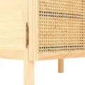 Close up of Rattanix wardrobe rattan weave and ash wood frame detail on door panel