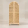 Front view of arched rattan wardrobe with two woven cane doors