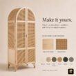 Rattanix Wardrobe customization graphic showing wood, cane and finish options