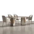 dining table with 4 upholstered dining chairs