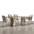 dining table with 4 upholstered dining chairs