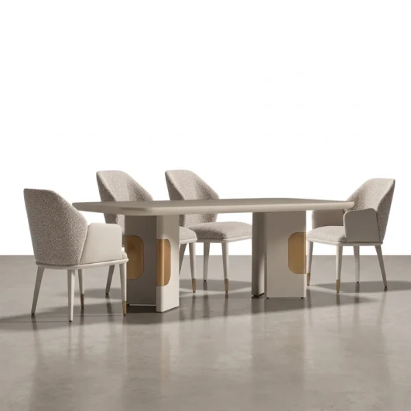 SoftPier Dining set (3) dining table with 4 upholstered dining chairs