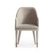 front view of beige upholstered chair