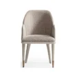 front view of beige upholstered chair