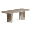 upper angled view of beige dining table