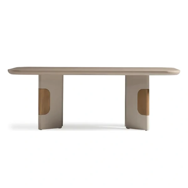 SoftPier Dining set - Table (3) front view of beige table in white background