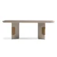 front view of beige table in white background