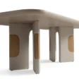 close view showing table pedestals .