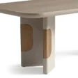 close view showing pedestal and table top edge.