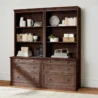brown wooden bookshelf cabinet in simple background