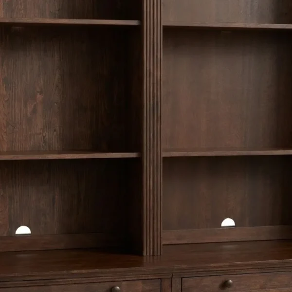 Stalwart Bookcase Suit - Brown Wash (8)_ close view of flutted pannel between shelves