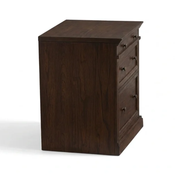 Stalwart File Cabinet - Brown Wash (3) side profile view of brown cabinet