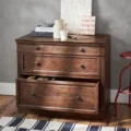 2 drawer brown file cabinet in room background