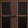 close view of knob and glass door of cabinet