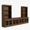 left angled view of brown media console