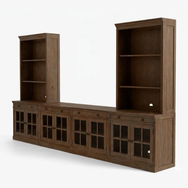 Stalwart Grand Media Console - brown (3) right angled view of brown media console