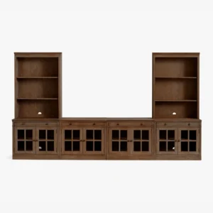 front view of brown grand media console