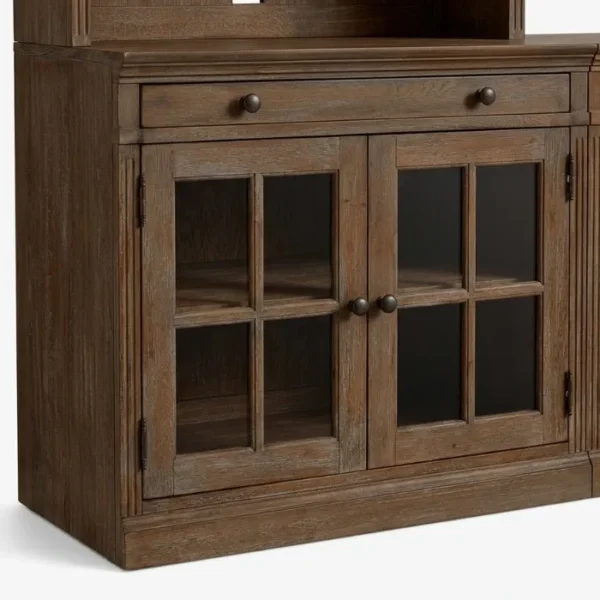Stalwart Grand Media Console - brown (7)_ side drawers and cabinet close view of media console