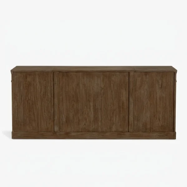 Stalwart Media Console- Brown Wash (4) back view of console table.