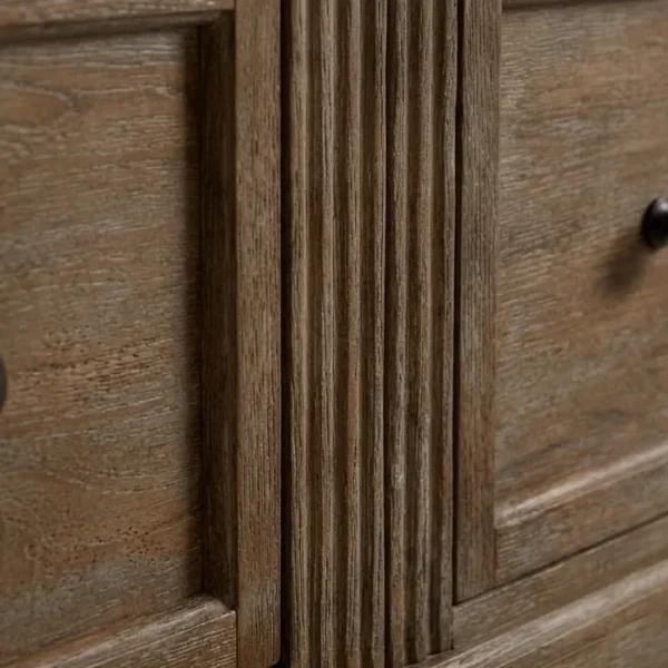 Stalwart Media Console - Grey Wash (11)_ close view of mid drawers