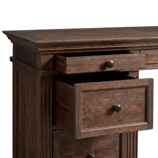 Stalwart Writing Desk - Seadrift (12)_ brown desk showing open drawers